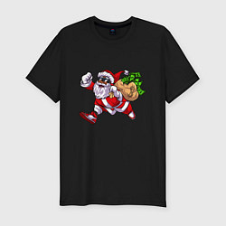 Мужская slim-футболка Санта с мешком денег