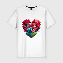 Мужская slim-футболка Влюбленные в Minecraft