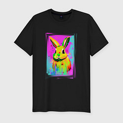 Мужская slim-футболка Милый разноцветный зайчик