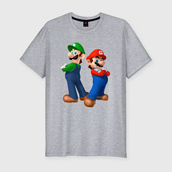 Мужская slim-футболка Марио и Луиджи