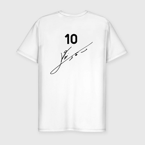 Мужская slim-футболка Месси Аргентина автограф / Белый – фото 2
