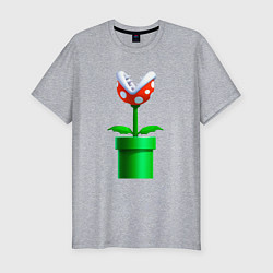 Мужская slim-футболка Марио Растение Пиранья