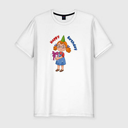 Мужская slim-футболка Мульяшная девочка с днём рождения
