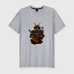 Мужская slim-футболка Скелет самурая