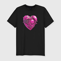 Футболка slim-fit Механическое розовое сердце, цвет: черный