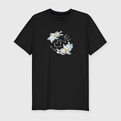 Футболка slim-fit Любовь зайцев космонавтов, цвет: черный