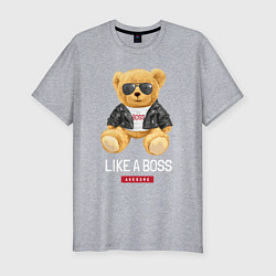 Футболка slim-fit Like a boss мишка, цвет: меланж