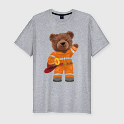 Мужская slim-футболка Пожарный медведь