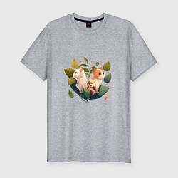 Мужская slim-футболка Милые коты любви в цветах