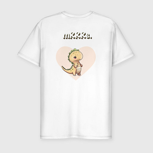 Мужская slim-футболка Миссис милый динозавр / Белый – фото 2