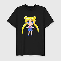 Футболка slim-fit Sailor moon chibi, цвет: черный