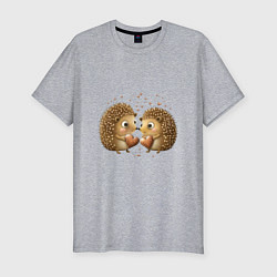 Футболка slim-fit Два влюбленных ежика, цвет: меланж