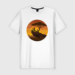 Мужская slim-футболка Сурикаты на закате