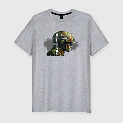 Мужская slim-футболка Профиль солдата