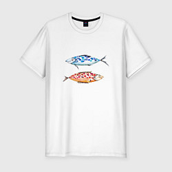 Мужская slim-футболка Две пятнистые рыбы