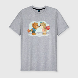 Мужская slim-футболка Влюблённые медведи