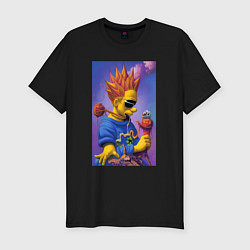 Мужская slim-футболка Bart Simpson - нейросеть - сюрреализм