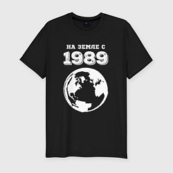 Футболка slim-fit На Земле с 1989 с краской на темном, цвет: черный