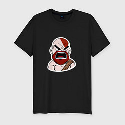 Мужская slim-футболка Яростный мультяшный Кратос