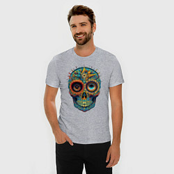 Футболка slim-fit Mexican skull, цвет: меланж — фото 2