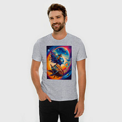 Футболка slim-fit Salvador Dali - space portrait - neural network, цвет: меланж — фото 2