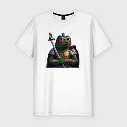 Мужская slim-футболка Лягушонок Пепе рыцарь