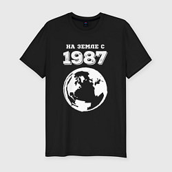 Футболка slim-fit На Земле с 1987 с краской на темном, цвет: черный