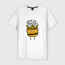Футболка slim-fit Just be happy, цвет: белый