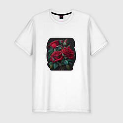 Мужская slim-футболка Букет и красные розы