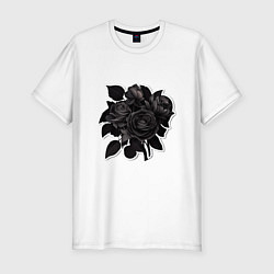 Мужская slim-футболка Букет и черные розы