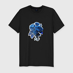 Мужская slim-футболка Букет и синие розы