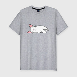 Футболка slim-fit Lazy white cat, цвет: меланж