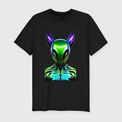 Футболка slim-fit Eared alien - neural network, цвет: черный