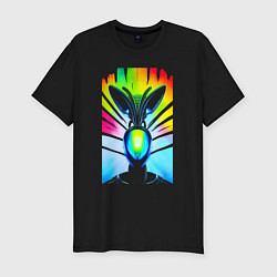 Футболка slim-fit Alien - neural network - neon glow, цвет: черный