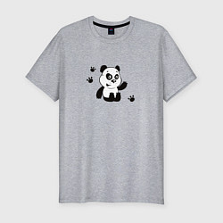 Футболка slim-fit Мультяшный мишка панда, цвет: меланж