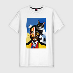 Футболка slim-fit Salvador Dali and his cat, цвет: белый