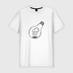 Футболка slim-fit Лампочка с тучкой, цвет: белый