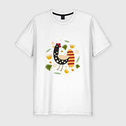 Футболка slim-fit Забавный Петушок, цвет: белый