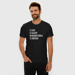 Футболка slim-fit Еда сон баскетбол повтори, цвет: черный — фото 2