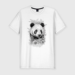 Мужская slim-футболка Панда в листве