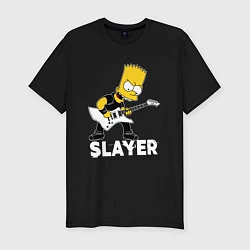 Футболка slim-fit Slayer Барт Симпсон рокер, цвет: черный