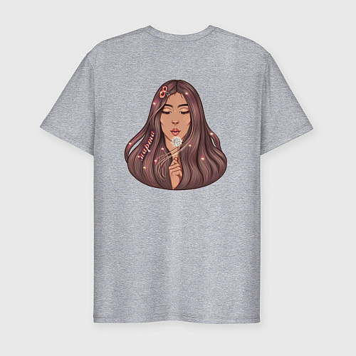 Мужская slim-футболка 8 марта - девушка с одуванчиком / Меланж – фото 2