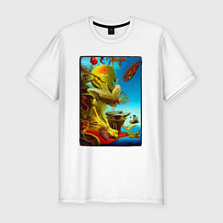 Футболка slim-fit Imitating Salvador Dali - neural network - surreal, цвет: белый