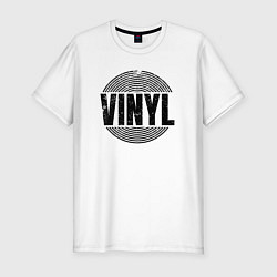 Мужская slim-футболка Vinyl надпись с пластинкой
