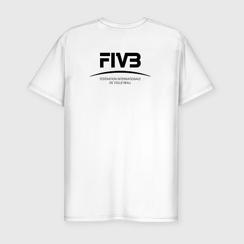Мужская slim-футболка FIVB - международная федерация волейбола / Белый – фото 2