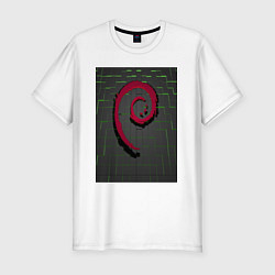 Футболка slim-fit Debian Linux, цвет: белый