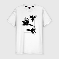 Футболка slim-fit Сороки в прямоугольнике минимализм, цвет: белый