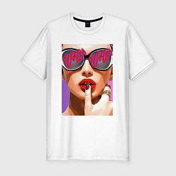 Мужская slim-футболка Портрет девушки в стиле поп-арт