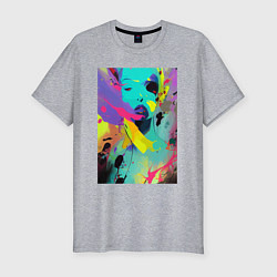 Футболка slim-fit Portrait of an unfamiliar girl - pop art, цвет: меланж