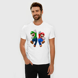 Футболка slim-fit Луиджи и Марио в прыжке, цвет: белый — фото 2